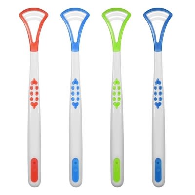 4 Pieces Reusable Tongue Scrapper Cleaner- Orange - Blue - Pink & Green