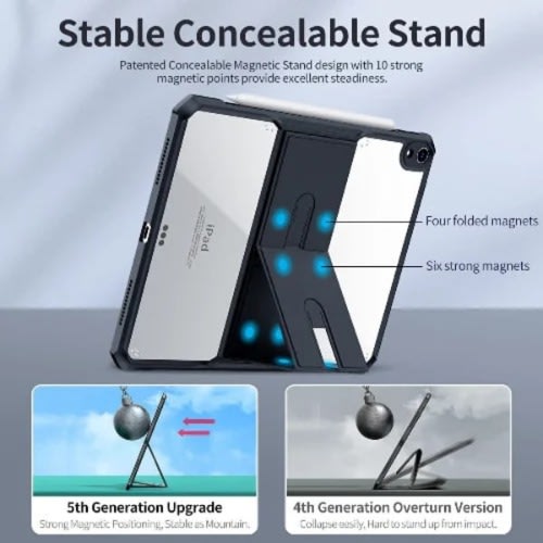 Shockproof Clear Case With Leather Magnetic Stand Case For Ipad Air 4 10.9
