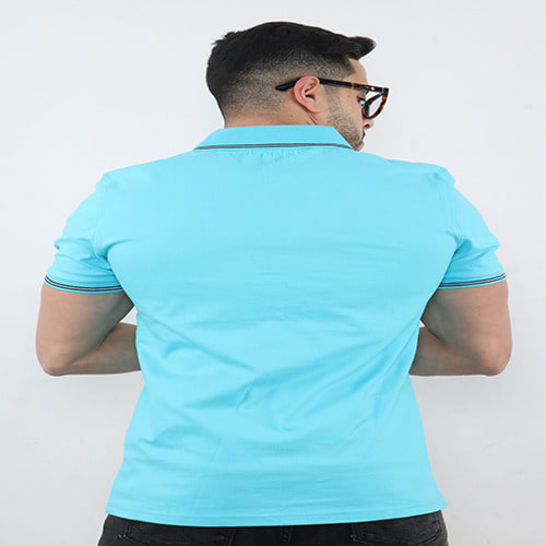 Ice Blue Men Short Sleeve Slim Fitted Polo