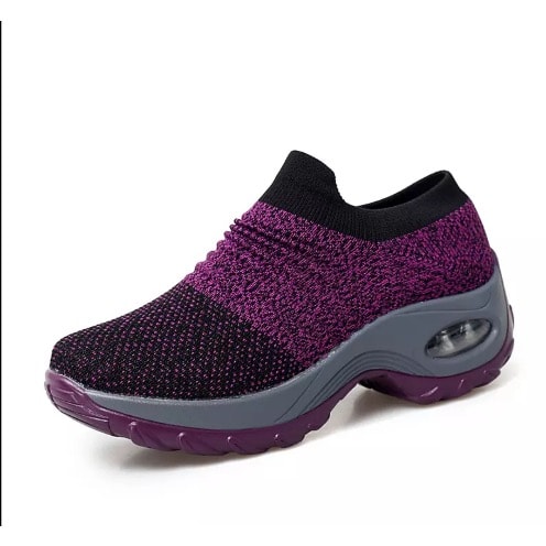 Women's Breathable Mesh Slip On Walking Sneakers -purple