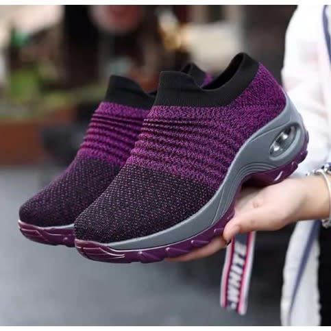 Women's Breathable Mesh Slip On Walking Sneakers -purple