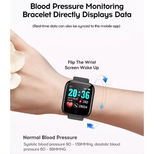 Intelligent Smart Watch - Fitness Tracker And Blood Pressure Monitor - Y68 - Black