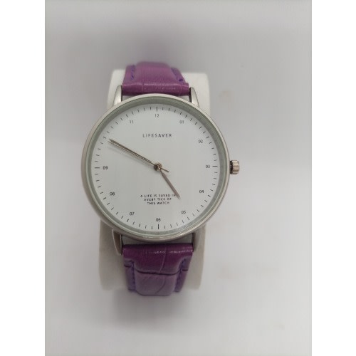Lifesaver Unisex Leather Watch - Purple