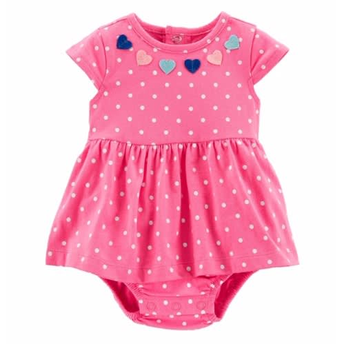 Baby Girl's Polka Dot Hearts Dress Sunsuit