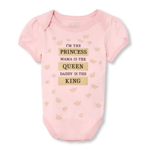 Baby Girl's Glitter I Am The Princess Graphic Bodysuit