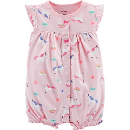 Baby Girl Unicorn Rainbow Snap-up Romper