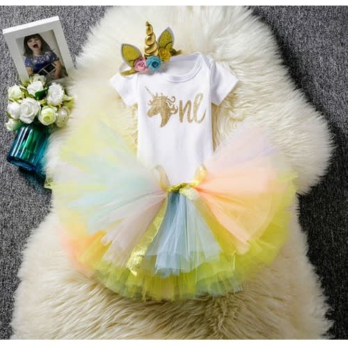 Birthday Unicorn Costume With Unicorn Headpiece For Girl