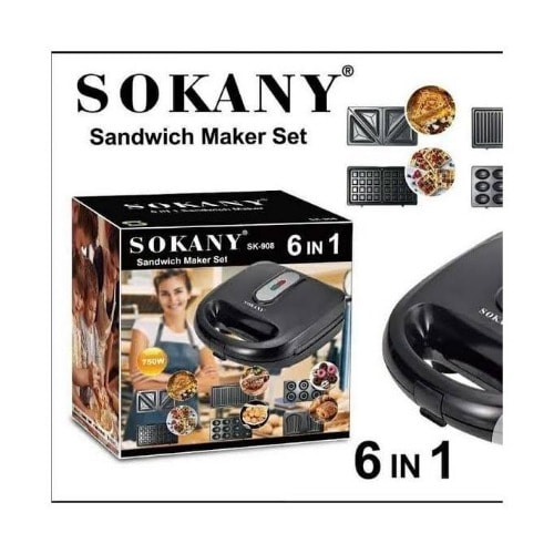 Sokany 6 In 1 Sandwich Maker Set - 750W