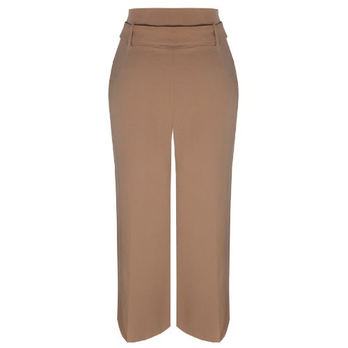 Wide Leg Belted Pants - Nude