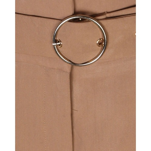 Wide Leg Belted Pants - Nude