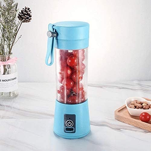 Portable USB Rechargeable 4-blade Electric Blender & Juicer - 380ml - Blue