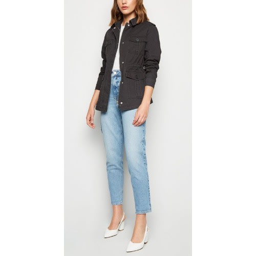 Black 4 Pocket Utility Lightweight Jacket