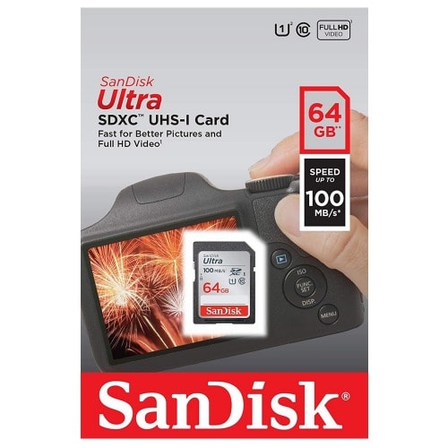 64GB Ultra Sdxc Memory Card For Camera - 100mb/s
