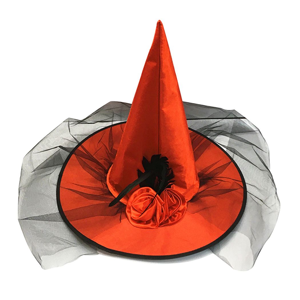 Halloween Witch Hat Floral Satin Lace Witch Cap Wizard H JIN