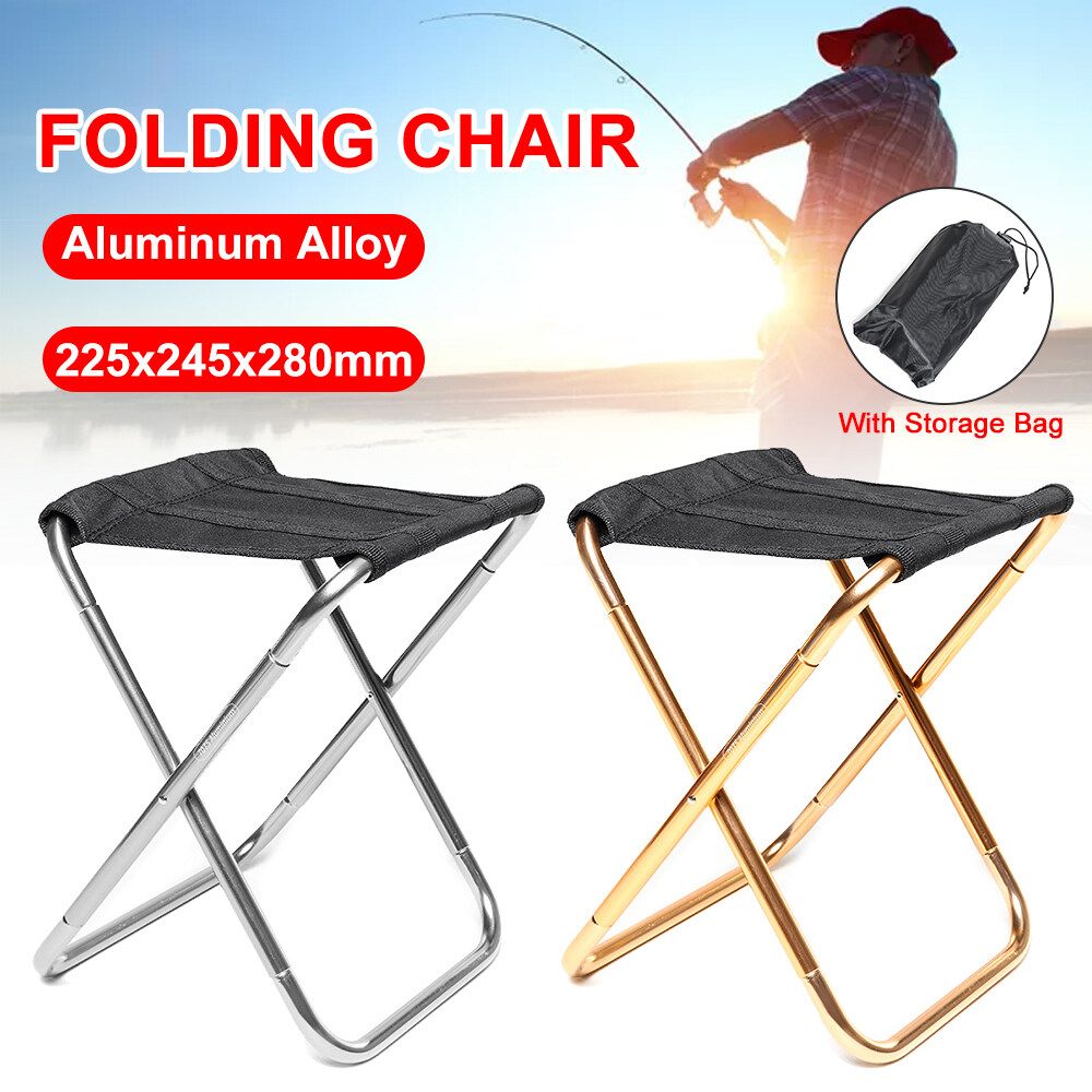 225x245x280mm Aluminum Alloy Folding Chair Outdoor Folding Barbecue Stool Portable Silver