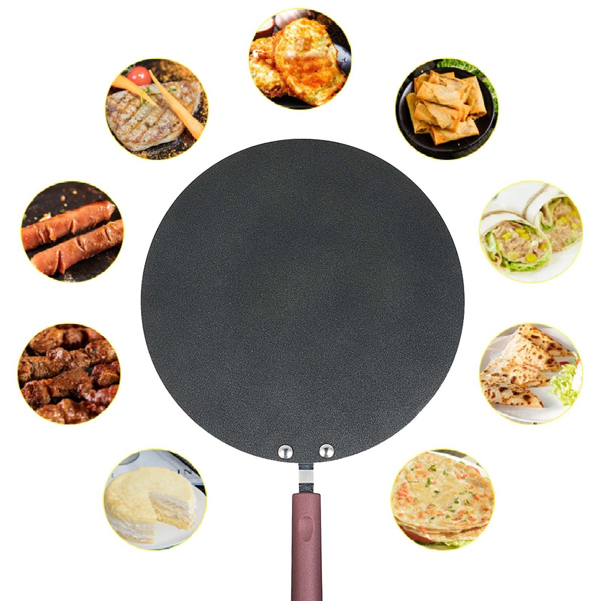 Pancake Pan Crepe Maker Flat Pan Griddle Pan with Spreader & Spatula Crepe Maker Griddle
