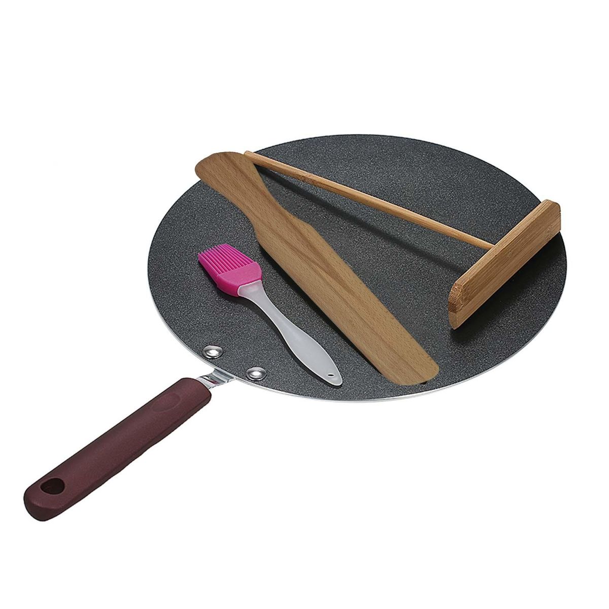Pancake Pan Crepe Maker Flat Pan Griddle Pan with Spreader & Spatula Crepe Maker Griddle