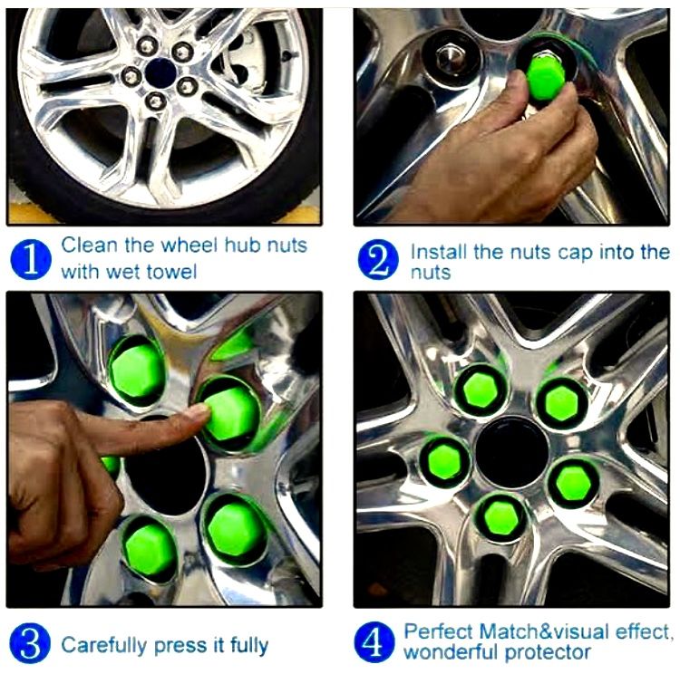 High Quality Silicone Wheel Nut Cover Green