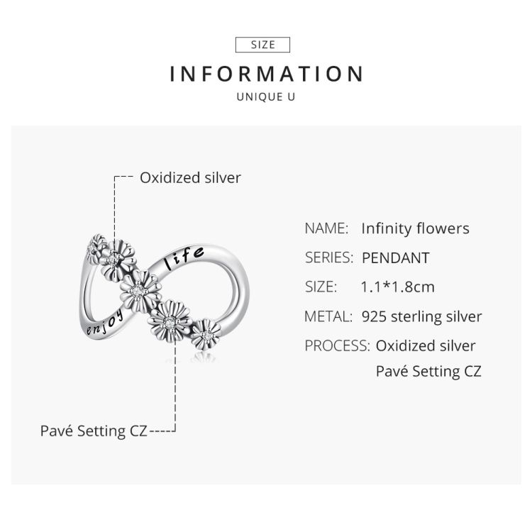S925 Sterling Silver Infinite Flowers Beads