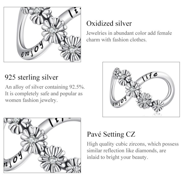 S925 Sterling Silver Infinite Flowers Beads