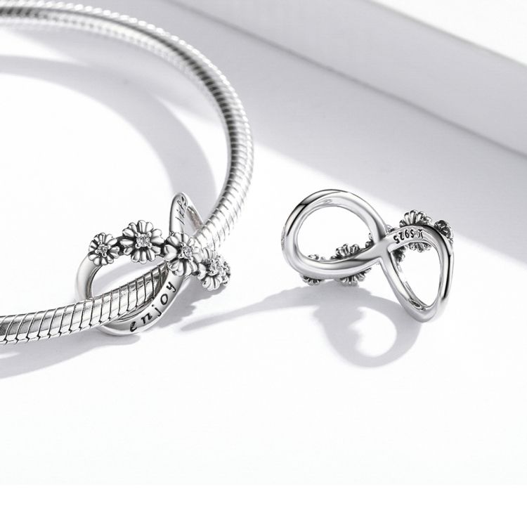 S925 Sterling Silver Infinite Flowers Beads