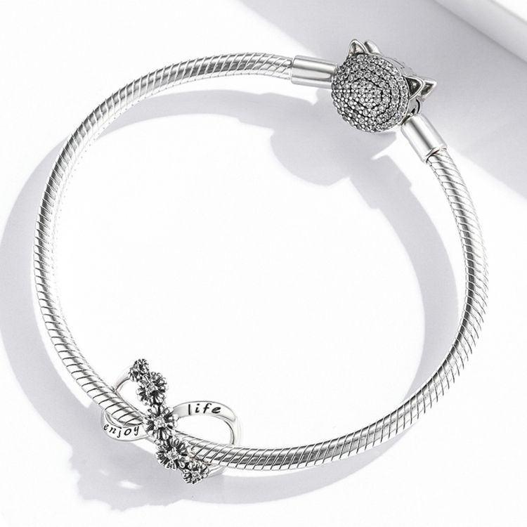 S925 Sterling Silver Infinite Flowers Beads