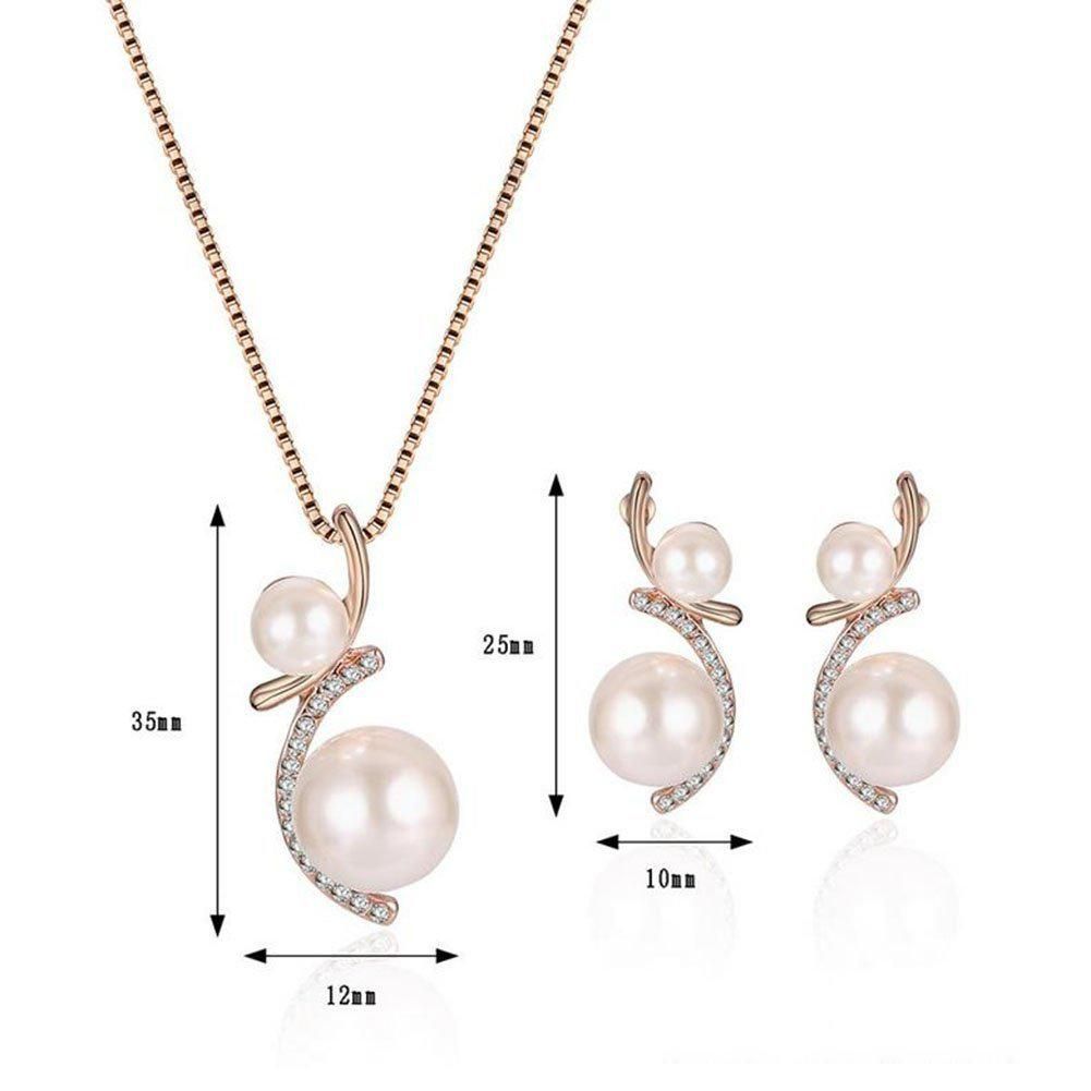NeckEarrings Diamond Pearl Elegant Women Jewellery Set