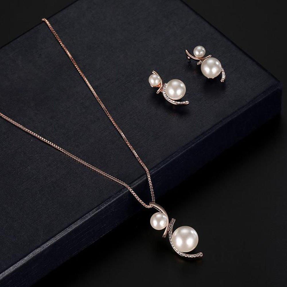 NeckEarrings Diamond Pearl Elegant Women Jewellery Set
