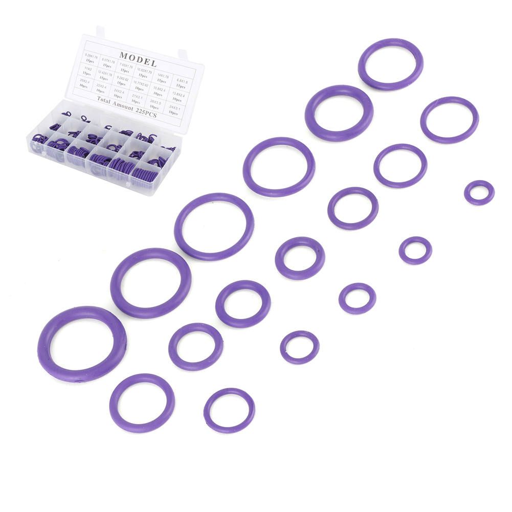 225pcs Rubber O‑Ring Assortment Set UV Protection For AC