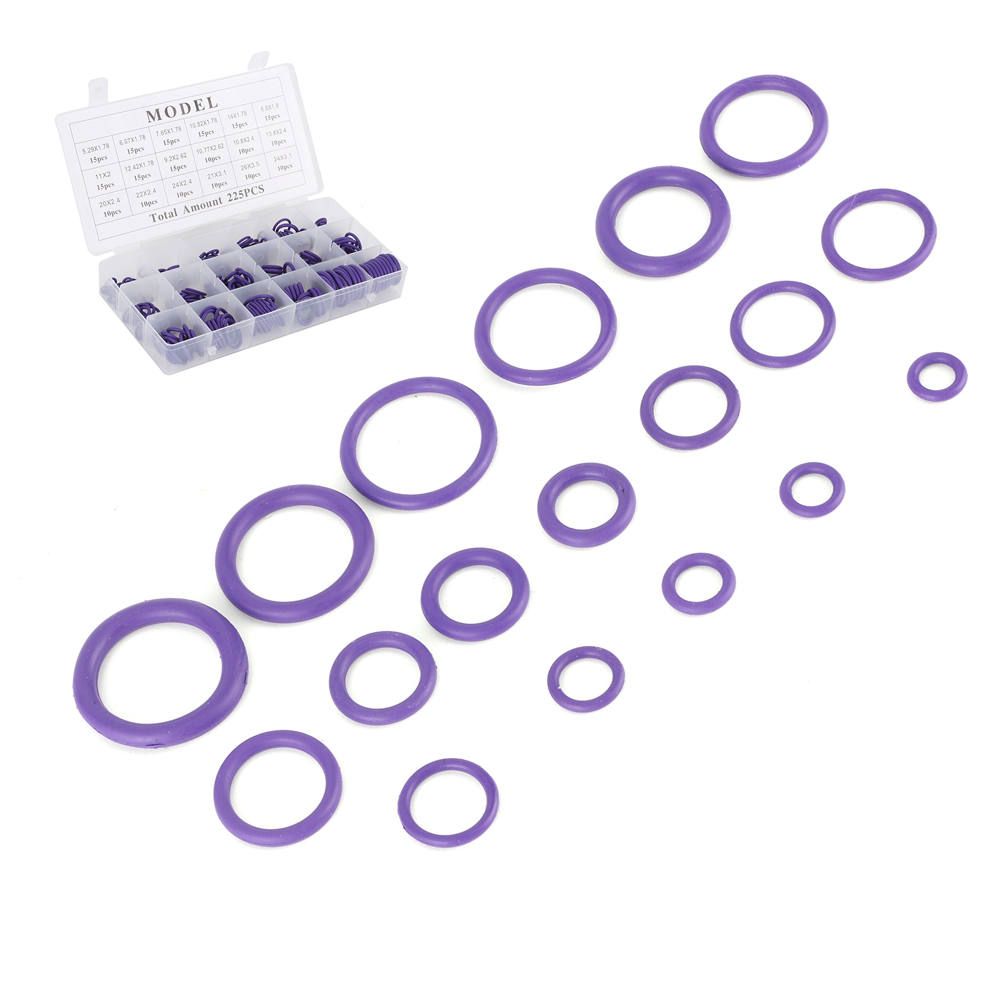 225pcs Rubber O‑Ring Assortment Set UV Protection For AC
