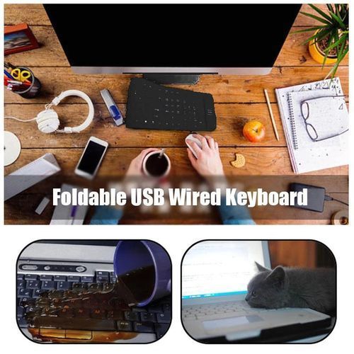 External + Foldable Keyboard USB Wired Keyboard For PC Laptop