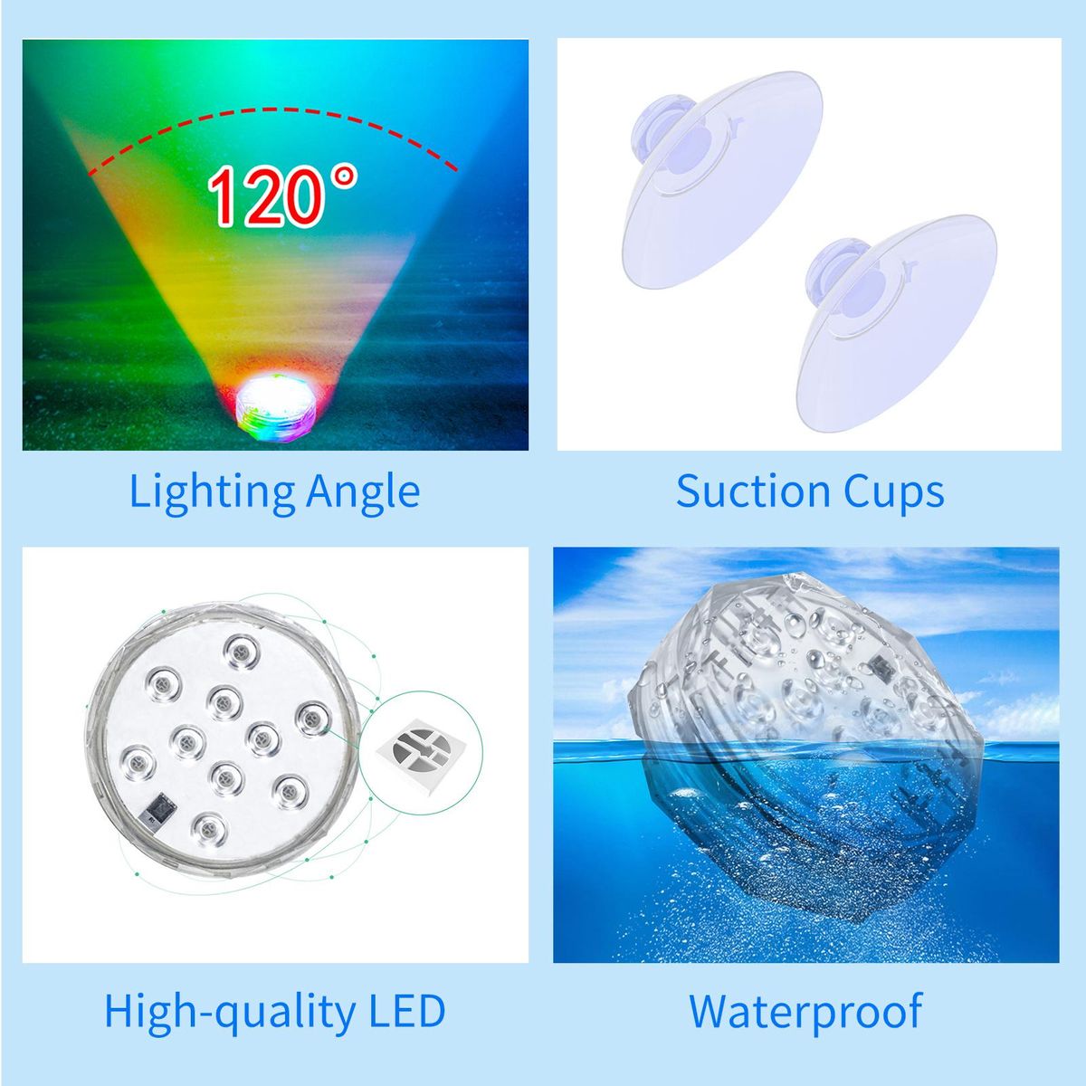 5PCS Submersible LED Lights with Remotes RGB 15 Colors Waterproof Pond Lights Underwater Lights for Swimming Pool Hot Tub Party Vase Fish Tank