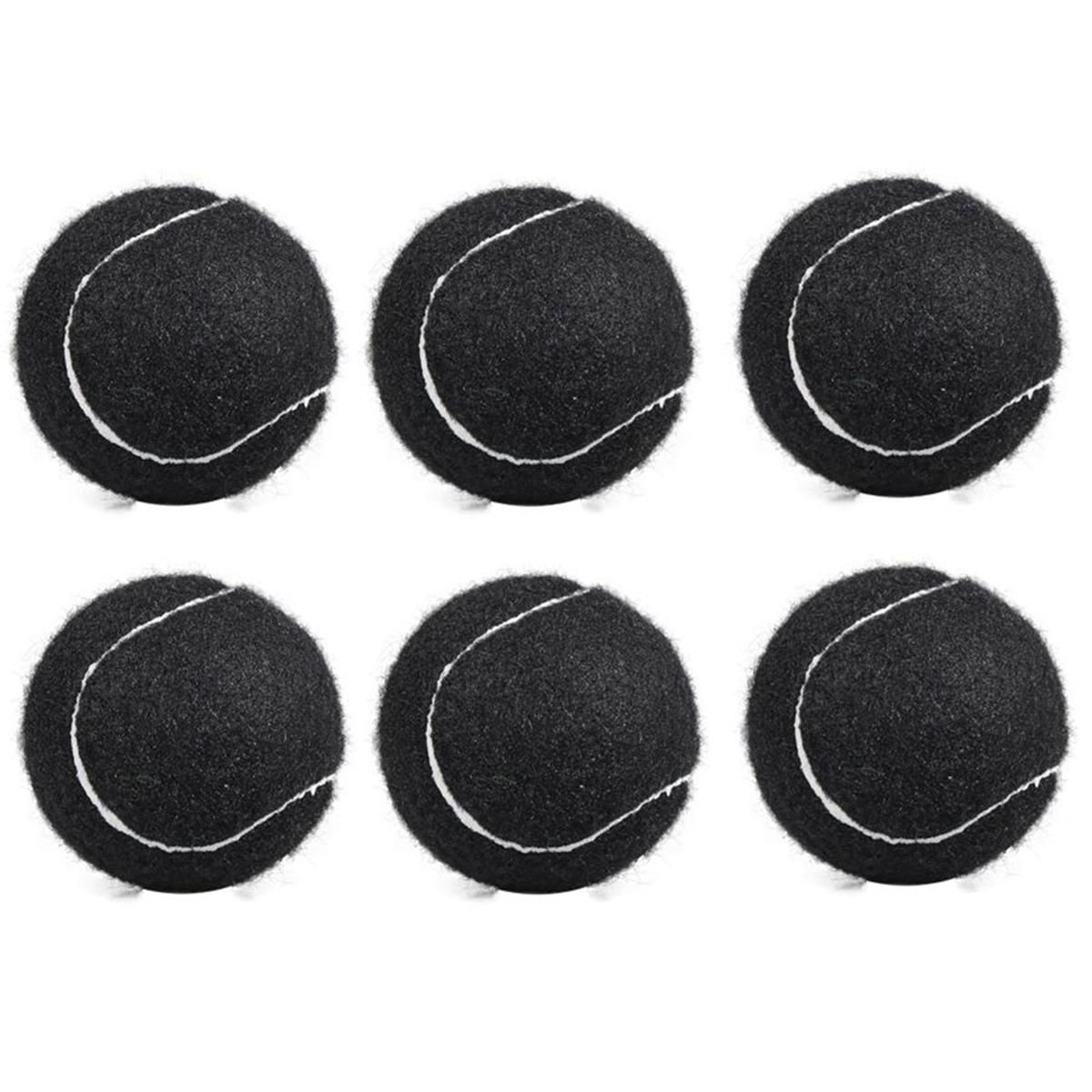 6Pcs Pack Tennis Balls Wear-Resistant Elastic Training Balls 66mm Ladies Beginners Practice Tennis Ball,Black
