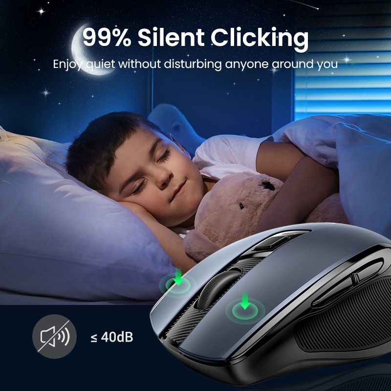 Wireless Mouse Bluetooth 5.0 4000DPI 6Mute Buttons 2.4G Mice