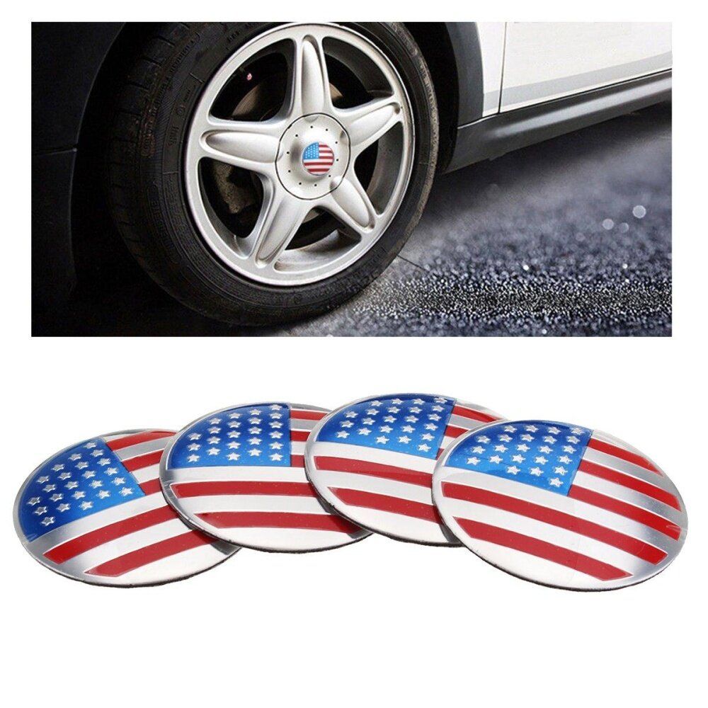 4PCS 3D Alloy Emblem Flag Emblem Car Auto Wheel Hub Cap Sticker Decal Emblem Black&White British Flag U.S.A