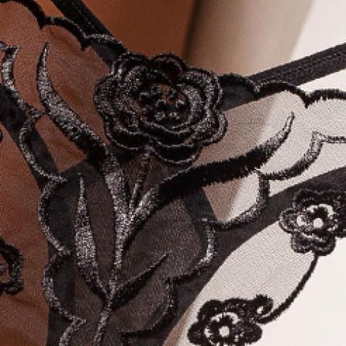 Women's Sexy Lace Thongs Transparent Plus Size Underpants Black