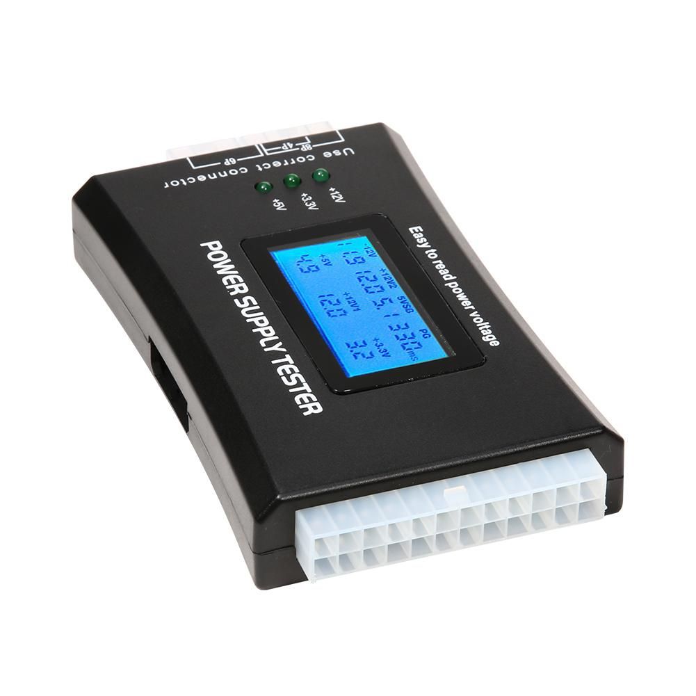 Check Quick Digital LCD  Supply Tester Computer 20/24 Pin Power Supply Tester Measure Tool 24Pin, ATX 20Pin Interface