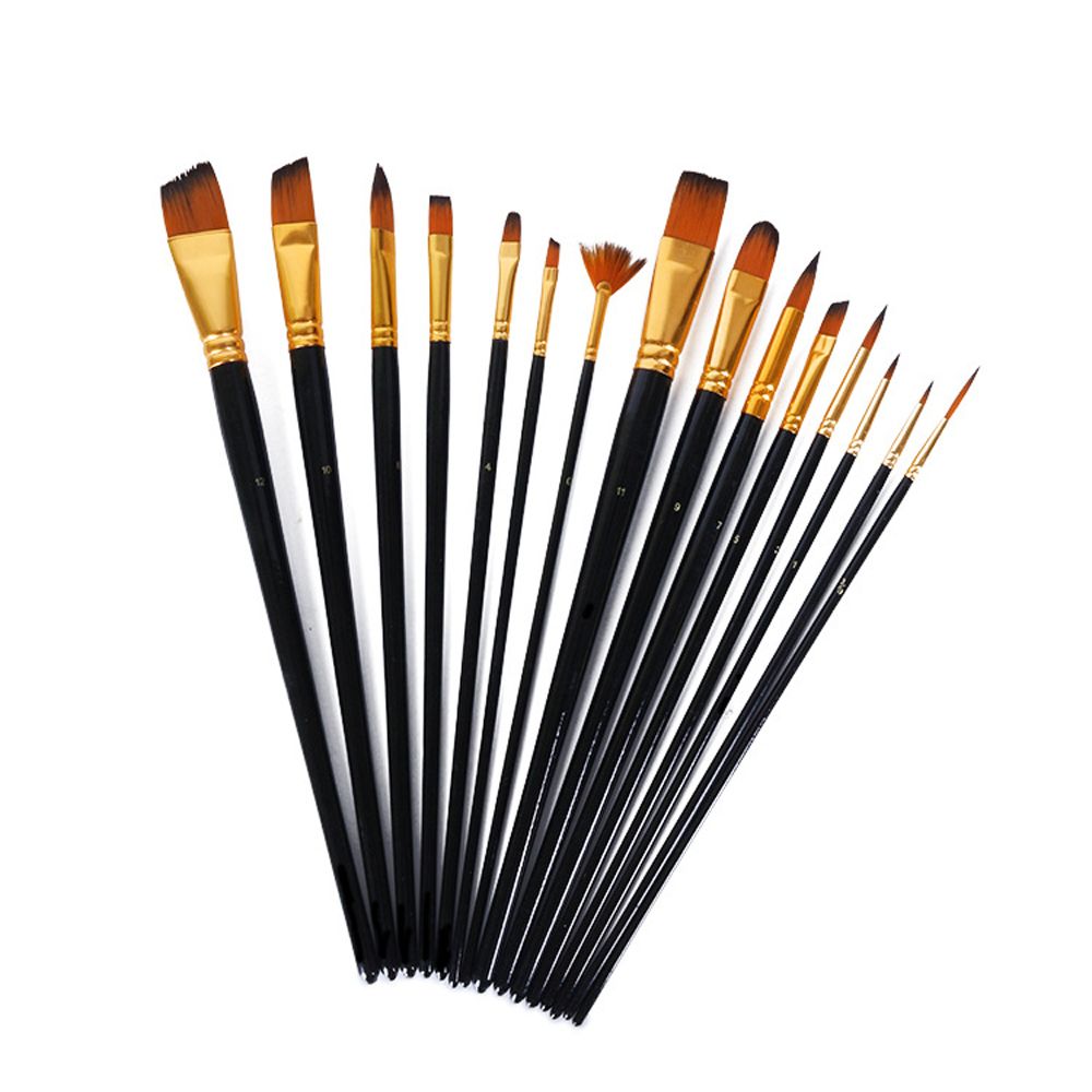 15pcs Paintbrush Set Nylon Hair Painting Brush Kit