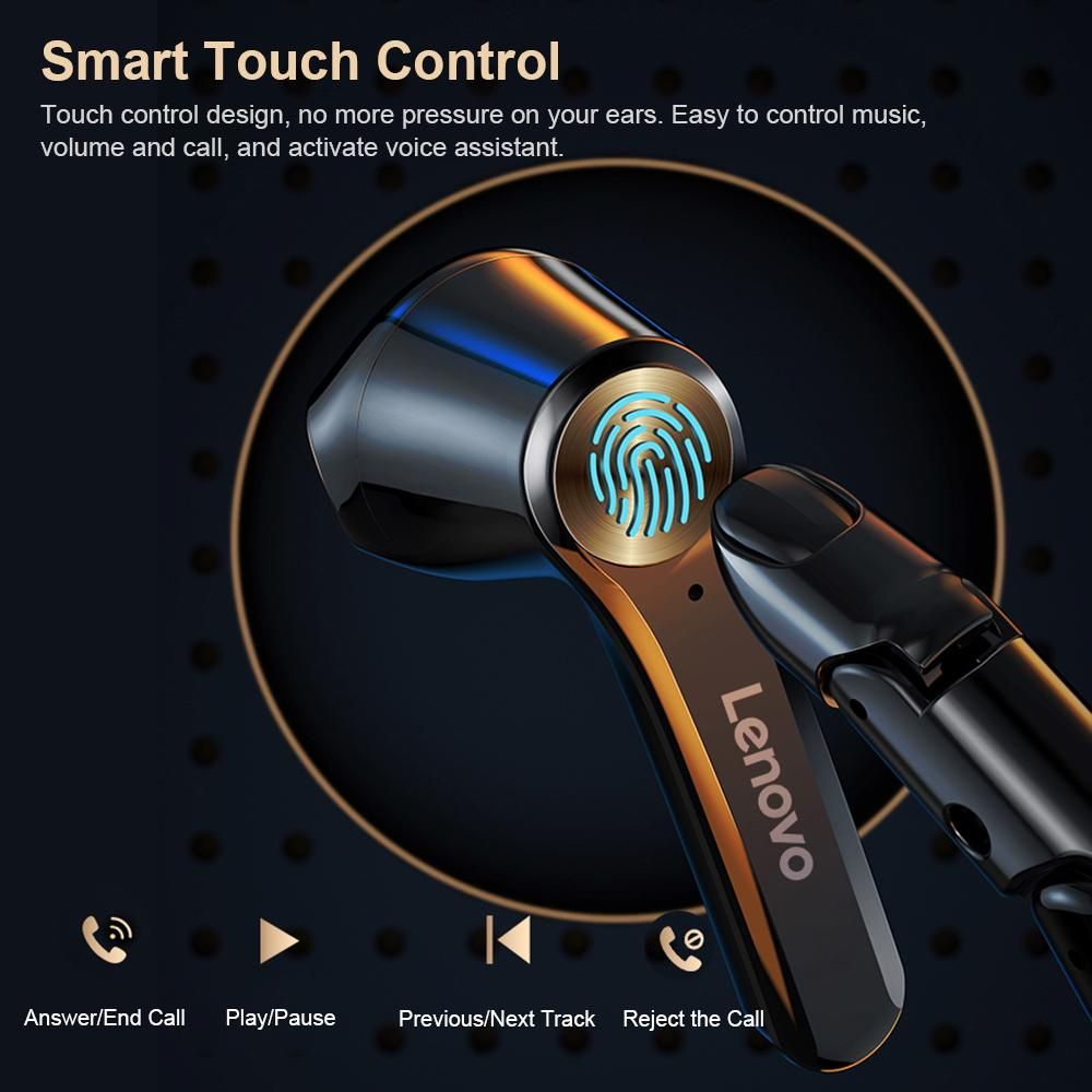 Lenovo QT81 Bluetooth 5.1 TWS Earbuds True Wireless Headphones Touch Control 1200mAh Charging Box Battery Power Display Sweatproof Sports Headset with Mic USB Output