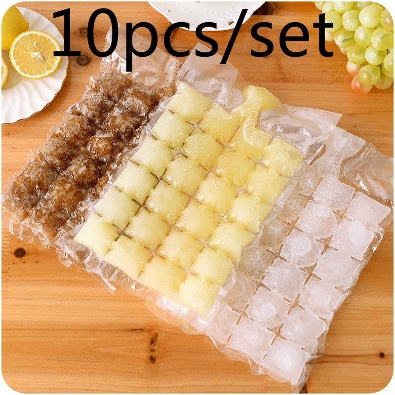 10pcs/set Disposable Ice-making Bags Cold Pack Ice Cube Tray Mold Drinking Tool-CLEAR