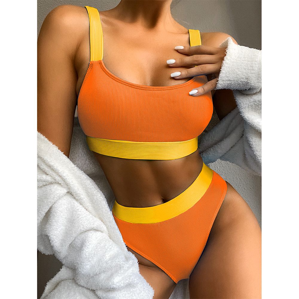 New High Waist Women Swimwear Bandeau Push Up Bikini Set Buckle Bathing Suit Beach Wear Swimming Suit L1 KIP