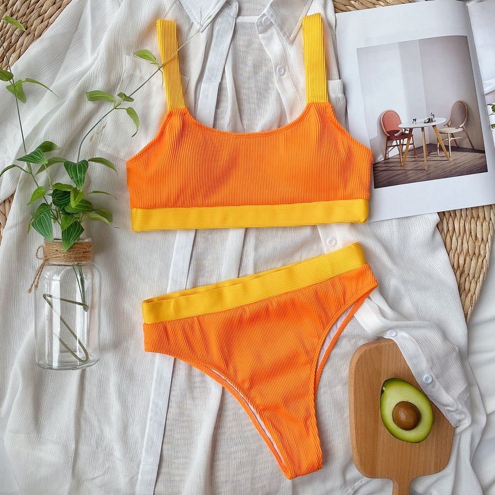 New High Waist Women Swimwear Bandeau Push Up Bikini Set Buckle Bathing Suit Beach Wear Swimming Suit L1 KIP