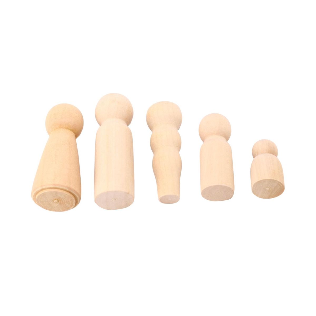 5Pcs Unfinished Wood Diy Art Craft Five People Wooden Peg