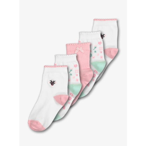 Pink Garden Print Ankle Socks 5 Pack