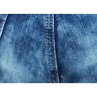 Ladies Stretchy Brush Leg Bumshort- Blue
