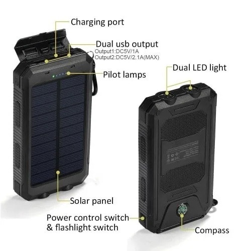 Solar Charger + Power Bank 20000 Mah