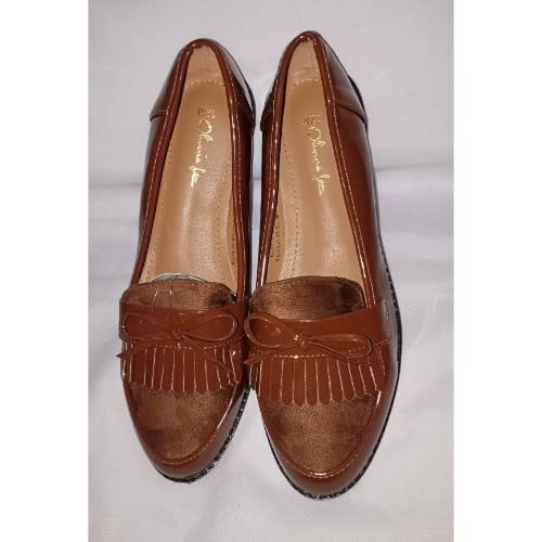 Ladies Office Flat Shoe With Italian Sole - Brown