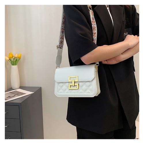 Quilted Pattern Metal Lock Design Square Bag