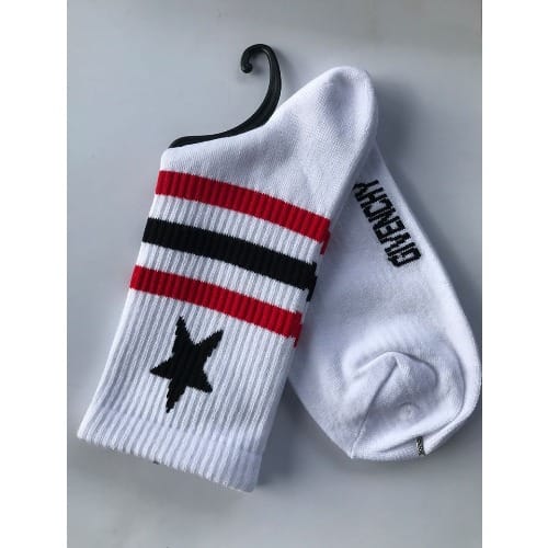 Men's Stripe Stylish Cotton Luxury White Socks