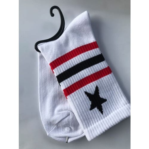 Men's Stripe Stylish Cotton Luxury White Socks